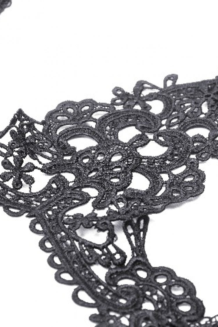 Black Off Shoulder Long Puff Sleeves Cut-Out Lace Women's Gothic Cape