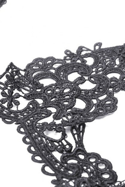 Black Off Shoulder Long Puff Sleeves Cut-Out Lace Women's Gothic Cape