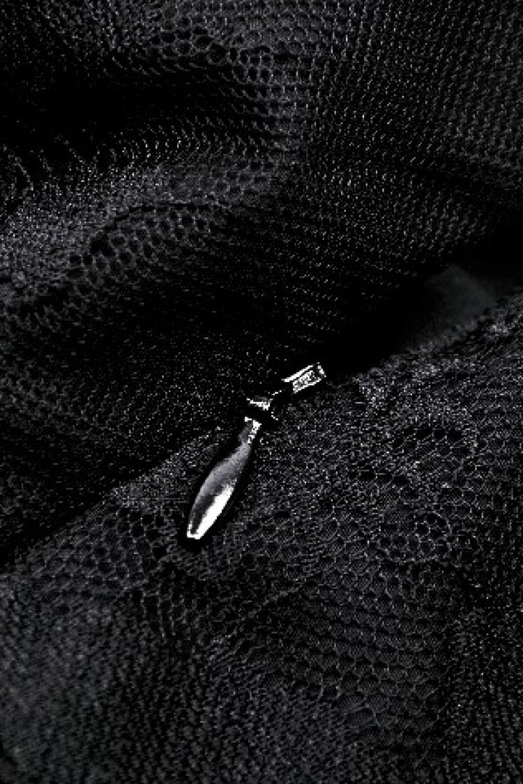 Black High Waisted Heart Embroidered Lace Women's Gothic Maxi Skirt