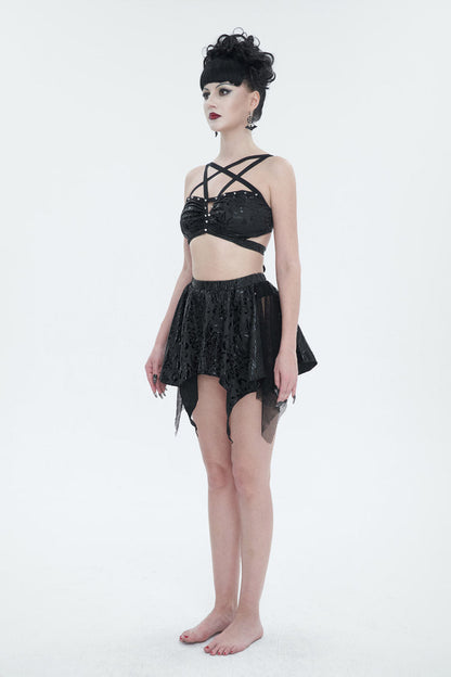 Black Pentagram Print Strap Two Piece Women's Gothic Swimsuit