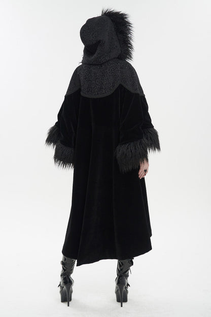Black Jacquard Fabric Petal Stitching Three-Dimensional Webbing Cape Like Wide Wool Sleeves Women's Gothic Jacket