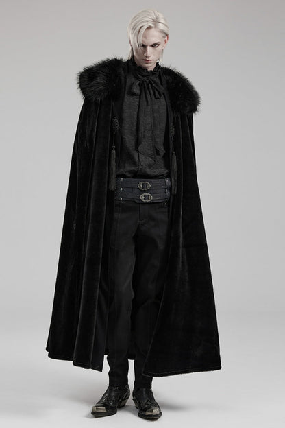 Black Detachable Collar Men's Gothic Cloak Coat
