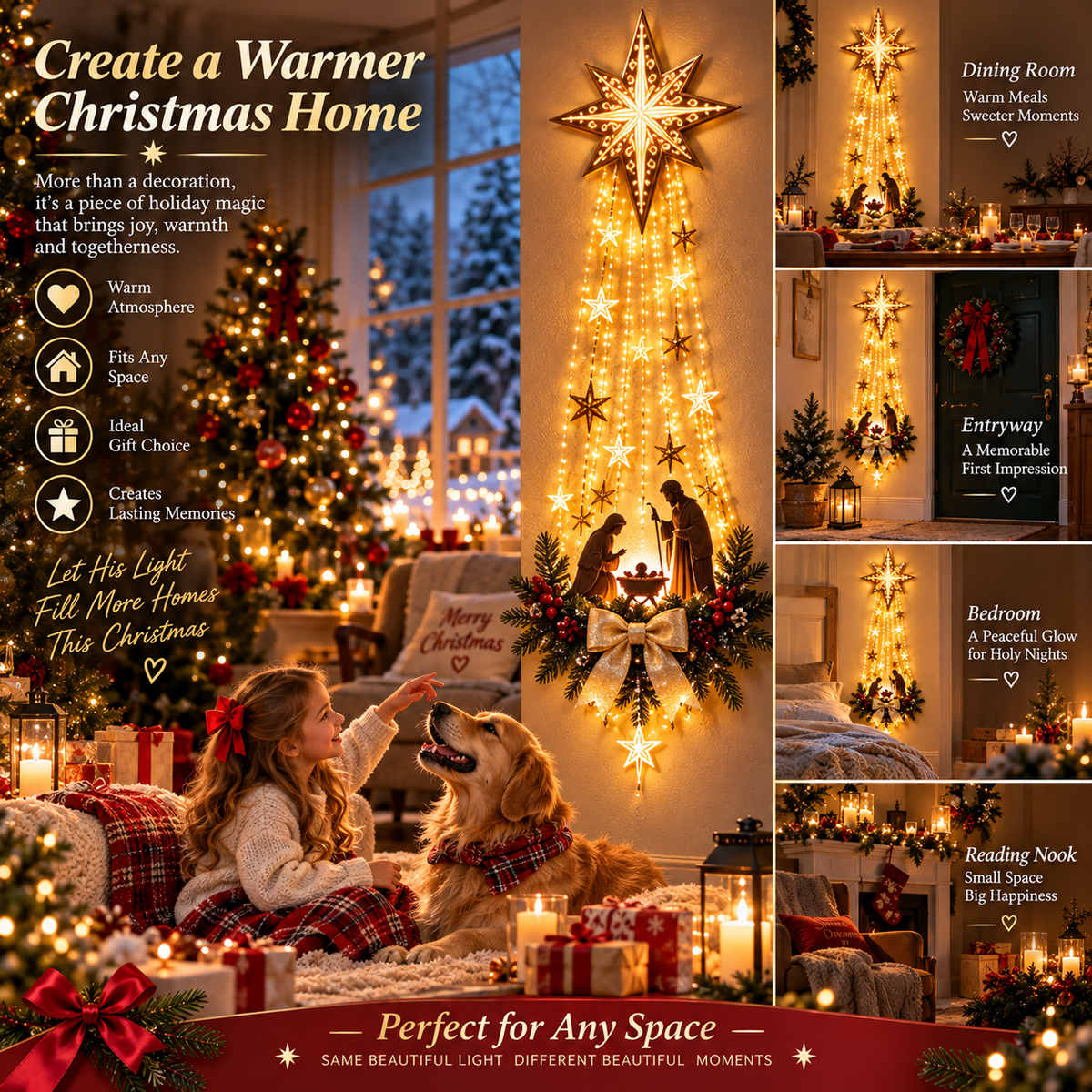 🎄 FINAL HOURS — SAVE 49% TODAY! 🎄 🌟 Bethlehem Star of Hope™ – Illuminated Nativity Wall Décor ✨