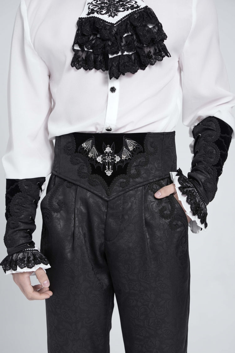 Black Embroidered Lace-Up Men's Gothic Accessory  Bat Embroidered Girdle