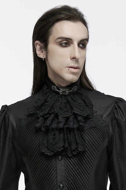 Black Multi-Layered Lace Mesh Men's Gothic Neckwear
