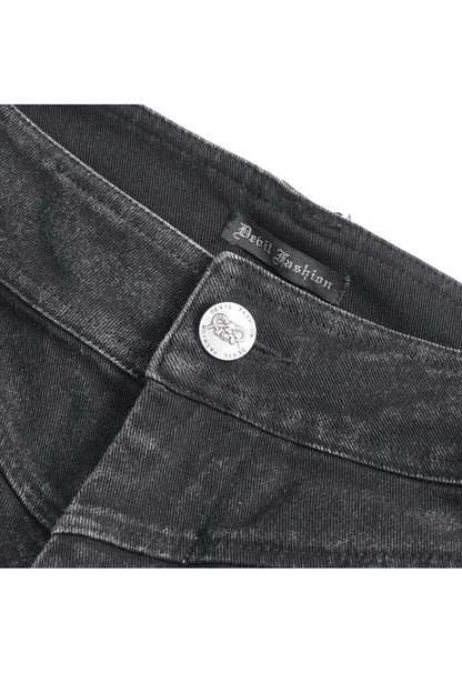 Black Faux Leather Splice Men's Punk Flared Pants