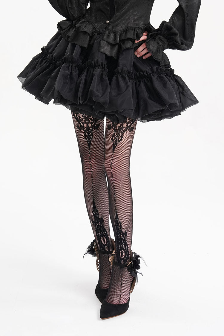 Black Bubble Ruffle Mesh Women's Gothic Skirt