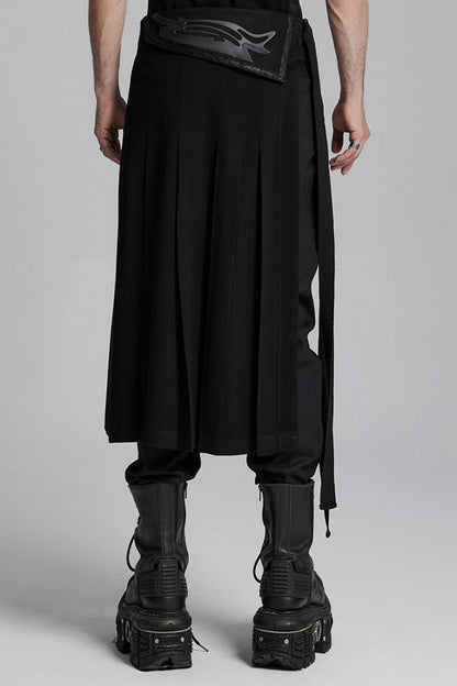 Black Buckle Men's Punk Skirt