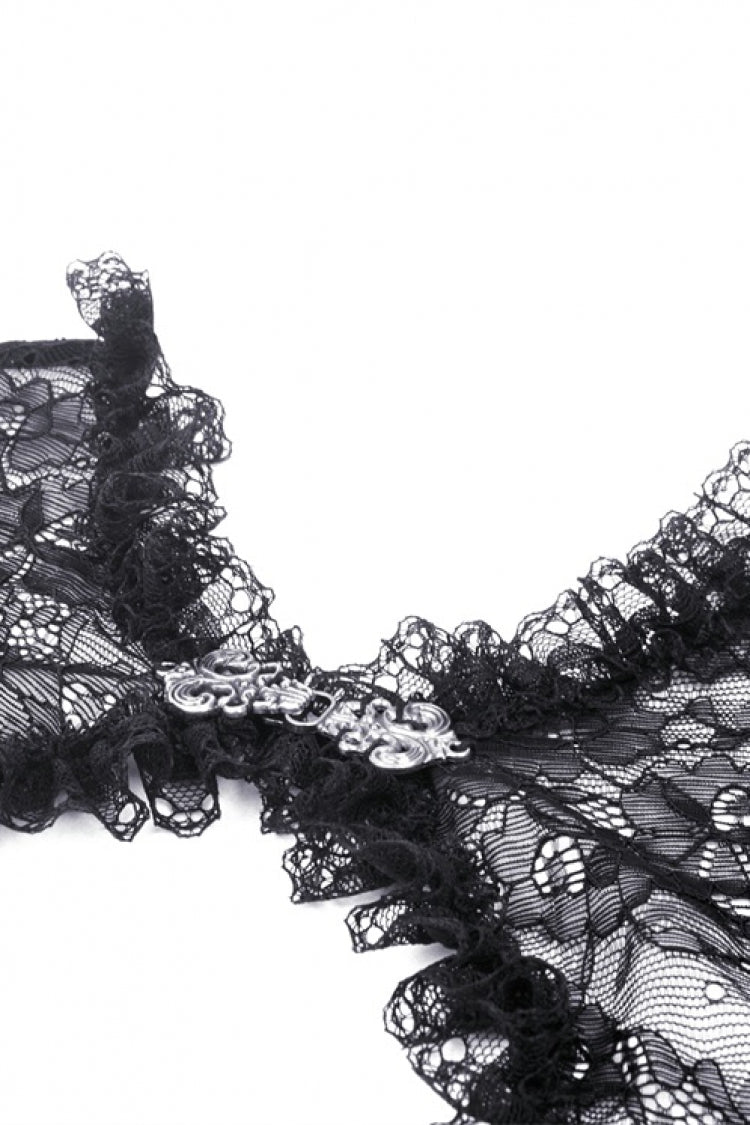 Black Long Flared Sleeves Ruffled Lace Women's Gothic Cape