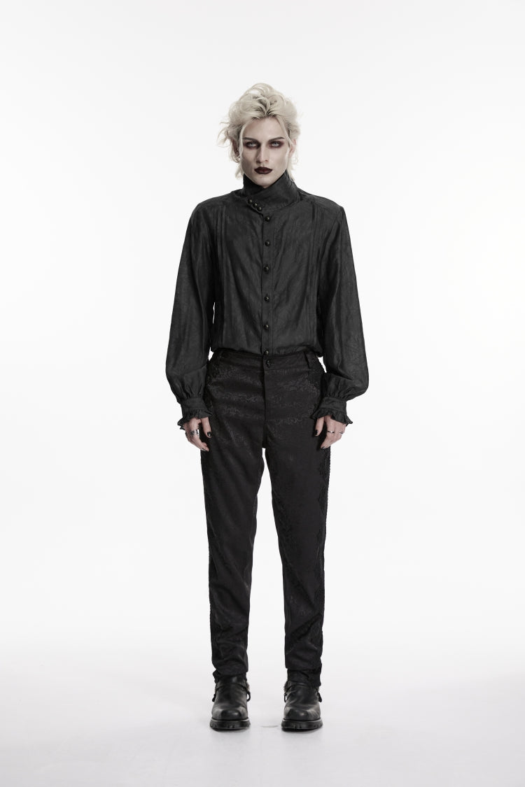 Black Jacquard Slim Men's Gothic Gorgeous Handsome Pants
