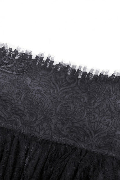 Black Lace-Up Multi-Layered Lace Women's Gothic Fishtail High Low Tunic Skirt