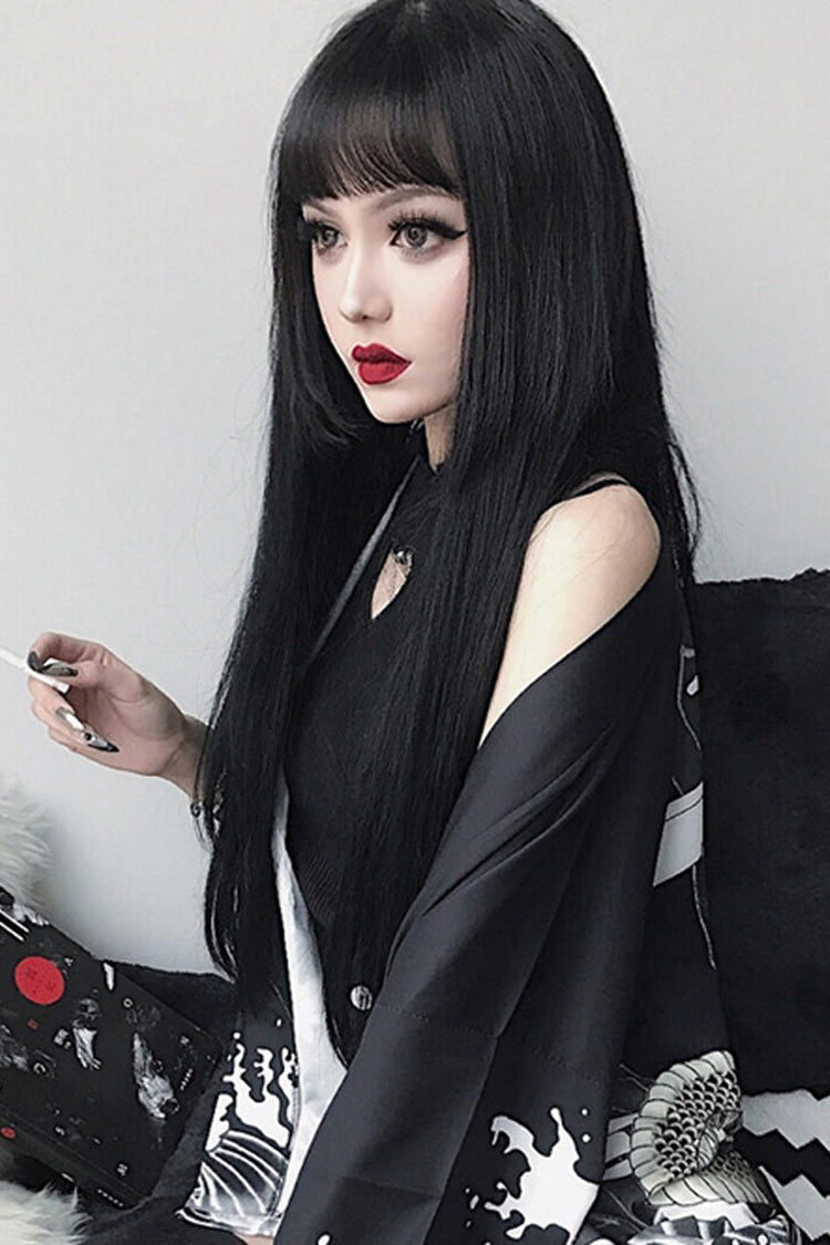 Black Natural Long Straight Hair Classic Lolita Wig