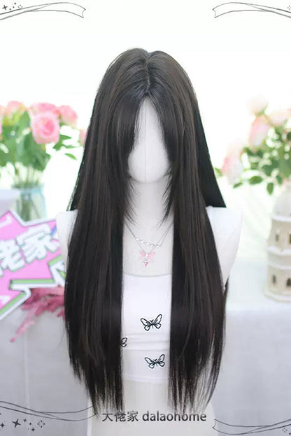 Black Natural Classic Lolita Long Straight Wigs