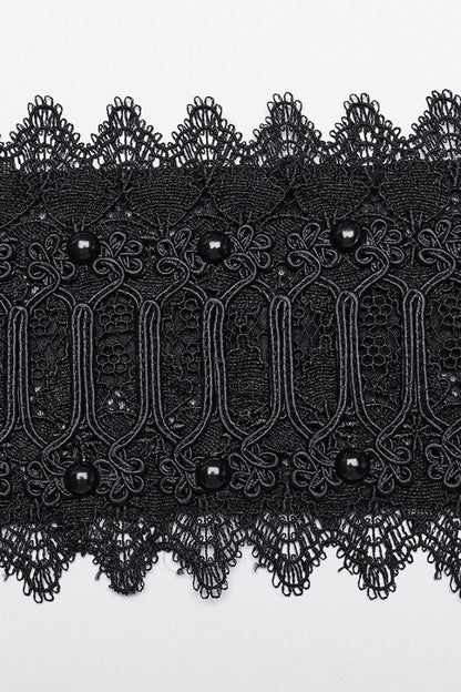 Black Beaded Lace Lace-Up Women's Gothic Underbust Corset