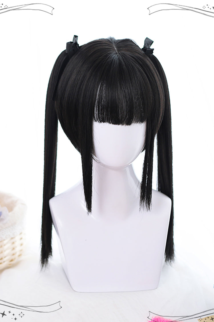 Black Natural Double Ponytail Short Hair Classic Lolita Wigs