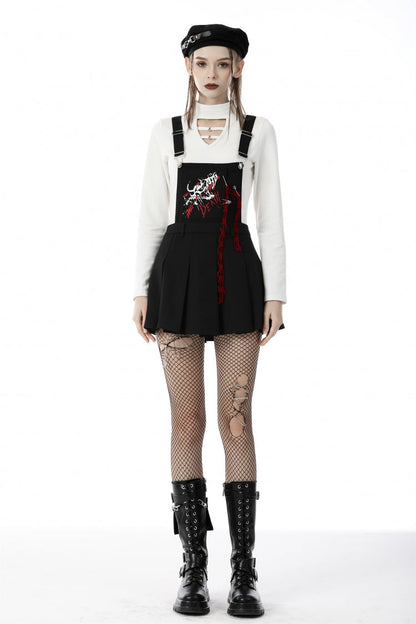 Black Devil Blood Women's Punk Suspender Pleated Skirt