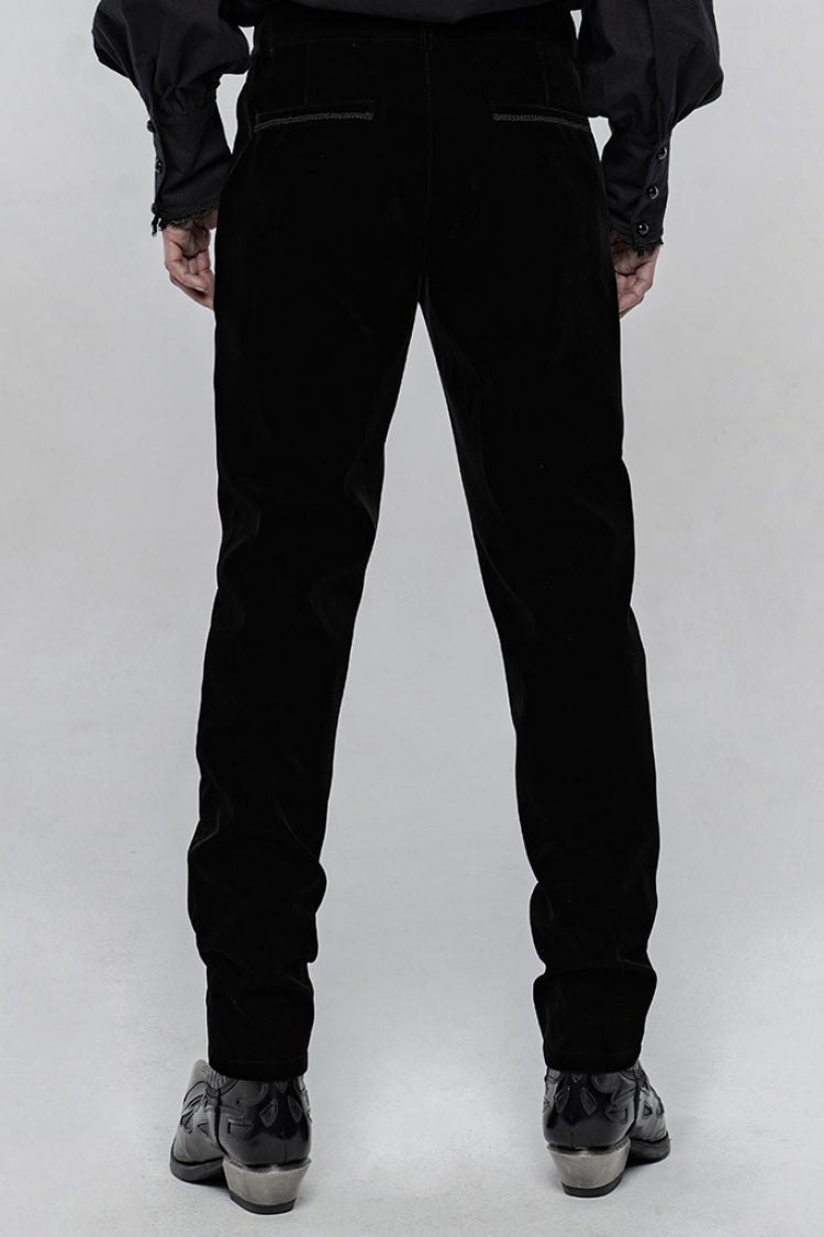 Black Buttons Embroidery Men's Gothic Straight Leg Pants