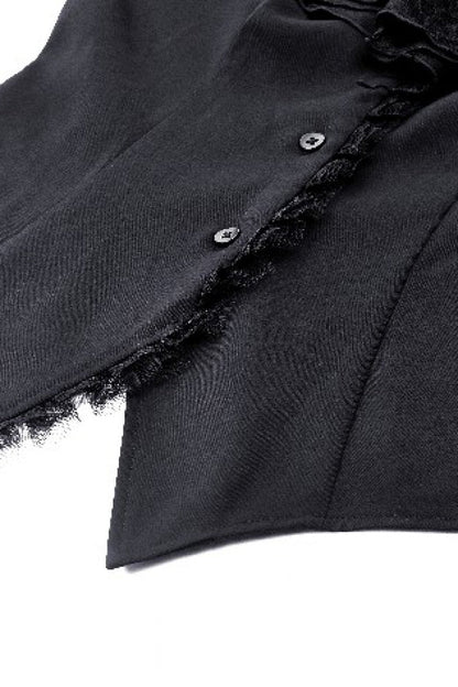 Black Lace Stand Collar Multi-Layered Ruffled Long Flared Sleeves Women's Gothic Blouse