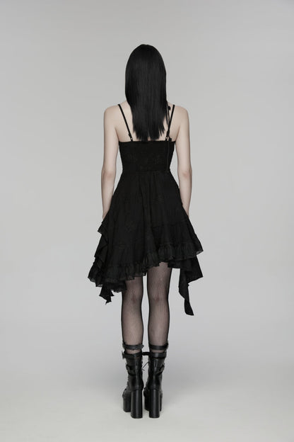 Black Embroidered loral Embroidered Asymmetric Women's Gothic Jsk Dress raduation Dress