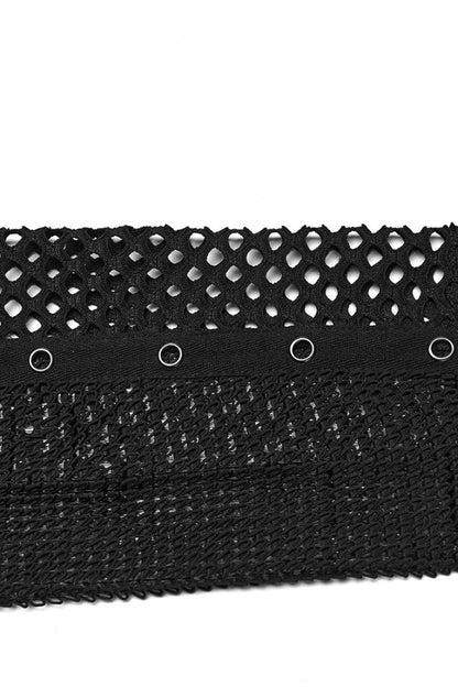 Black Long Sleeves Mesh Eyelet Men's Punk T-Shirt