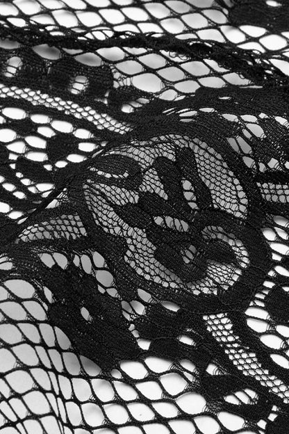 Black Embroidery Lace Asymmetric Hem Women's Gothic Skirt