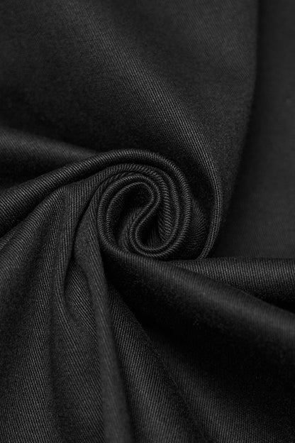 Black Lapel Collar Long Sleeves Stitching Eyelet Men's Punk Blouse