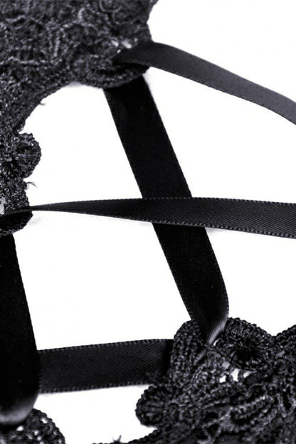 Black Floral Embroidered Lace-Up Strappy Women's Gothic Gorgeous Corset