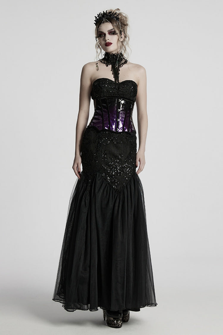 Black Irregular Women's Gothic Crystal Cross Headwear
