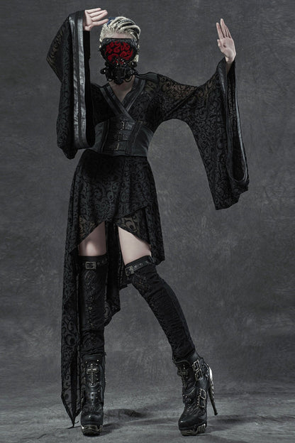 Black Embroidery Ripped Women's Gothic Leg Warmers