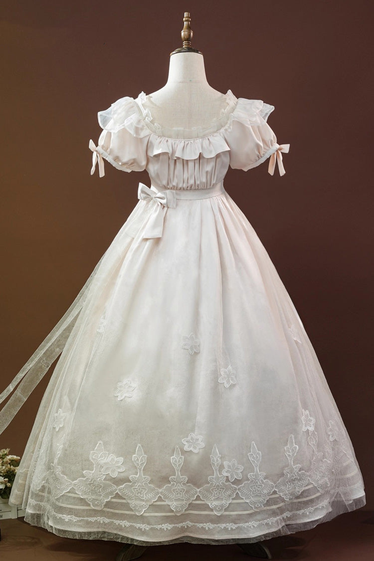 Beige [Identity V] Short Sleeves Embroidery Cardigan Bowknot Lace Classic Lolita Victorian Dress Set