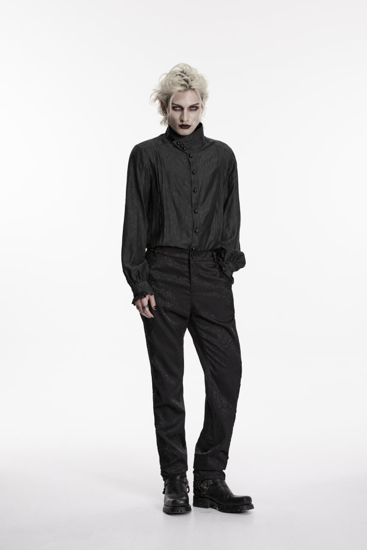 Black Jacquard Slim Men's Gothic Gorgeous Handsome Pants