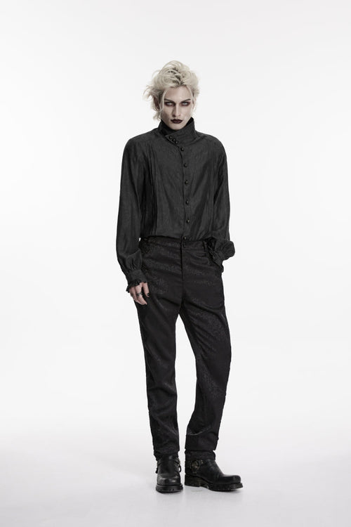Black Jacquard Slim Men's Gothic Gorgeous Handsome Pants