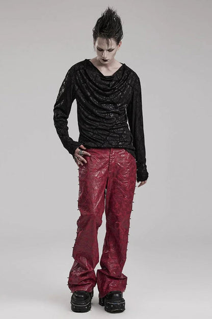 Black Long Sleeves Print Mens Gothic T-Shirt