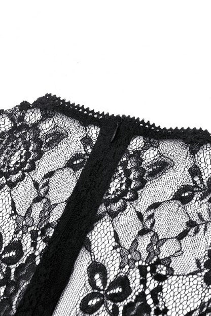 Black Off Shoulder Long Sleeves Women's Gothic Irregular Lace Dress Wedding Dress