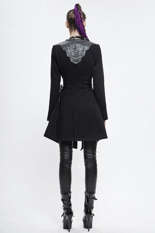 Black Hat Removable Slim Long Womens Gothic Coat