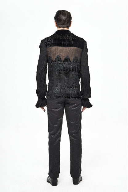 Black Basic Jacquard Diagonal Pocket Three Dimensional Webbing Gothic Mens Pants