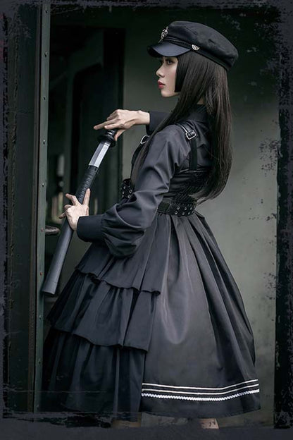 Black Night Owl Handsome Cool Gothic Lolita JSK Dress