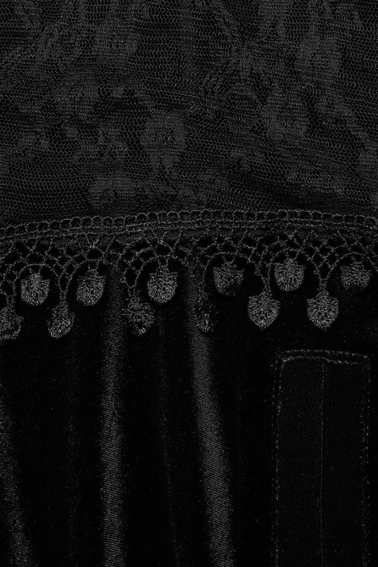 Black Bat Stand Collar Stitching Lace Nails Decorated Womens Gothic Cloak