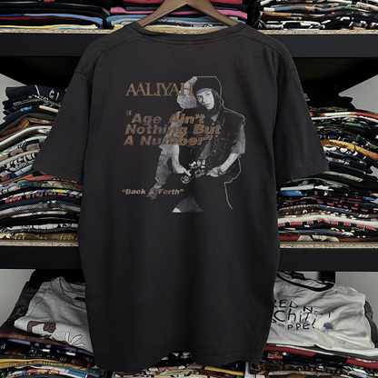 Rare Aaliyah Back and Forth Washed Black Tee
