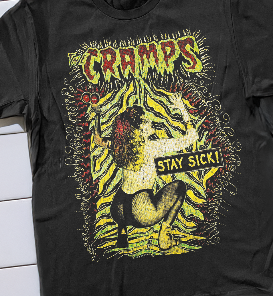 90 The Cramps Stay Sick Washed Black T-Shirt