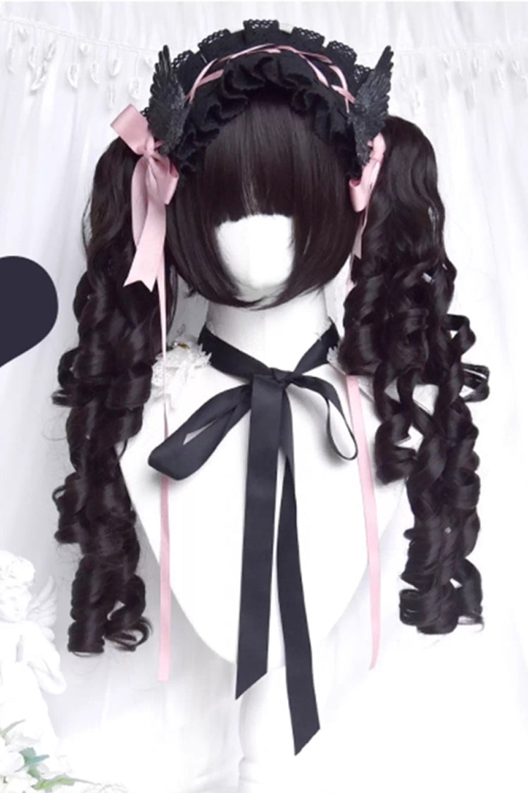 Black Multi-Layered Roman Curl Twin Tails Sweet Lolita Wig