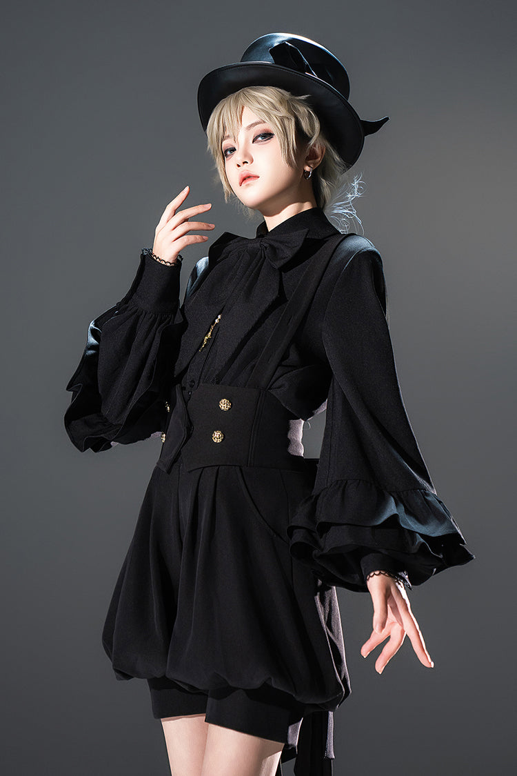Black Long Sleeves Vintage Elegant Prince Ouji Fashion Lolita Blouse