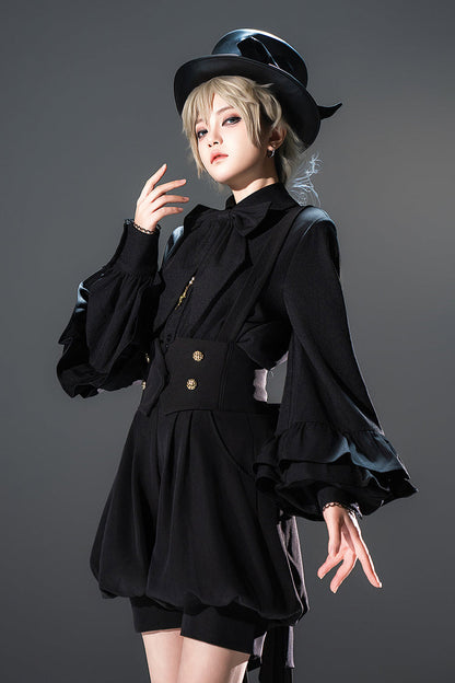 Black Long Sleeves Vintage Elegant Prince Ouji Fashion Lolita Blouse