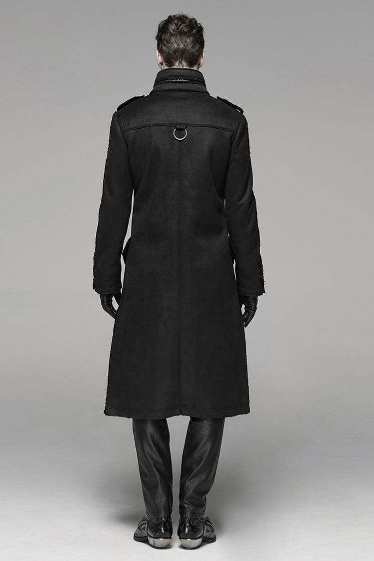 Black Long Sleeves Double-breasted Men's Gothic Military Long Coat