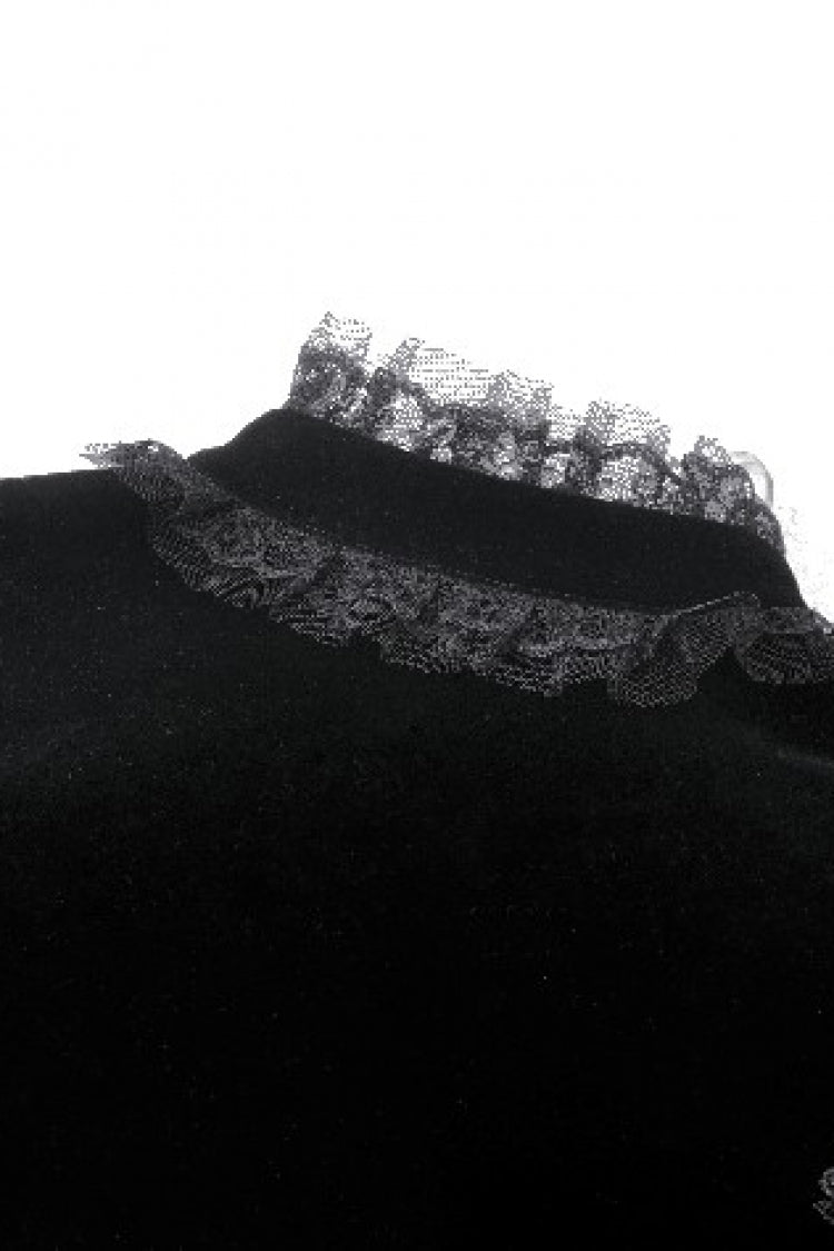 Black Long Lantern Sleeves Lace Spliced Velvet Women's Gothic Cape