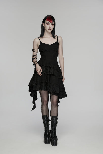Black Embroidered loral Embroidered Asymmetric Women's Gothic Jsk Dress raduation Dress