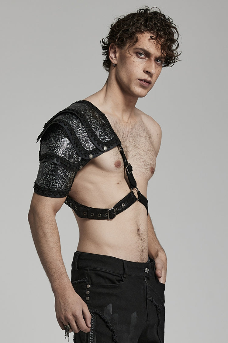 Black Print Embroidery Men's Steampunk Shoulder Harness