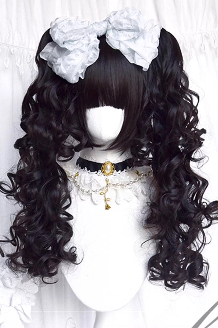 Black Multi-Layered Roman Curl Twin Tails Sweet Lolita Wig
