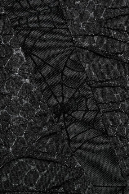 Black High Collar Hollow Spider Mesh Ripped Asymmetric Mens Gothic Vest