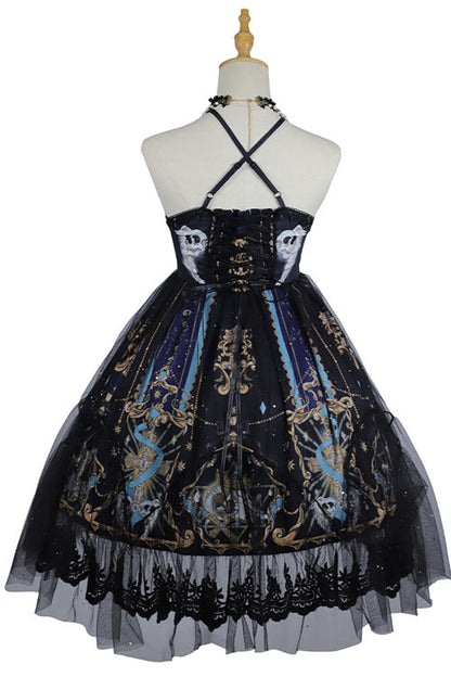 Black God's Salvation Lace Ruffled Gothic Lolita JSK Strapless Dress